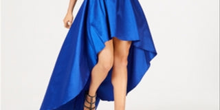 B Darlin Women's Spaghetti Strap V Neck Above The Knee Formal Hi Lo Dress Blue Size 9-10