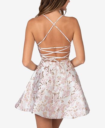 B Darlin Junior's Lace Up A Line Dress White Size 7/8