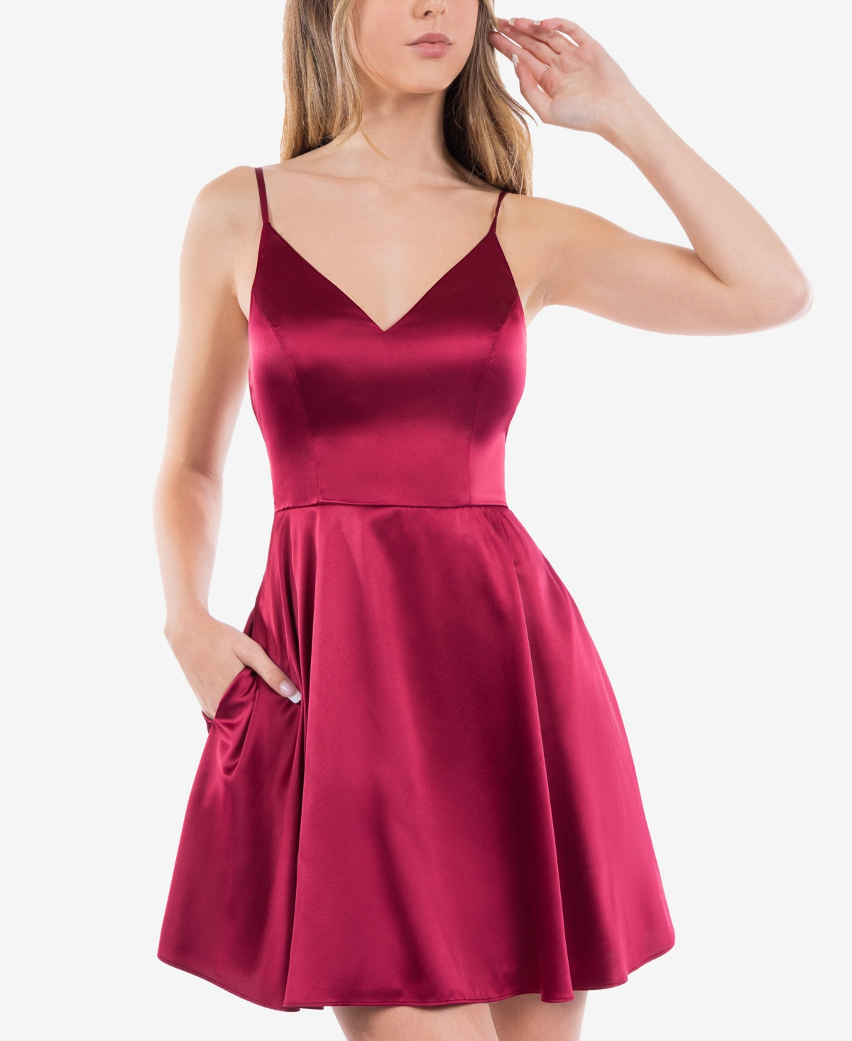 B Darlin Junior's Satin Fit & Flare Dress Wine Size 11/12