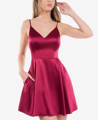 B Darlin Junior's Satin Fit & Flare Dress Wine Size 11/12