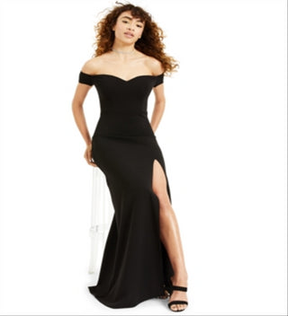 B Darlin Women's Short Sleeve Off Shoulder Full Length Dress Black Size 2TB