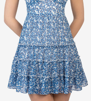 B Darlin Junior's Floral Print Tie Dress Blue