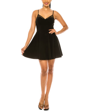 B Darlin Junior's Mesh Trim Fit & Flare Dress Black Size 12