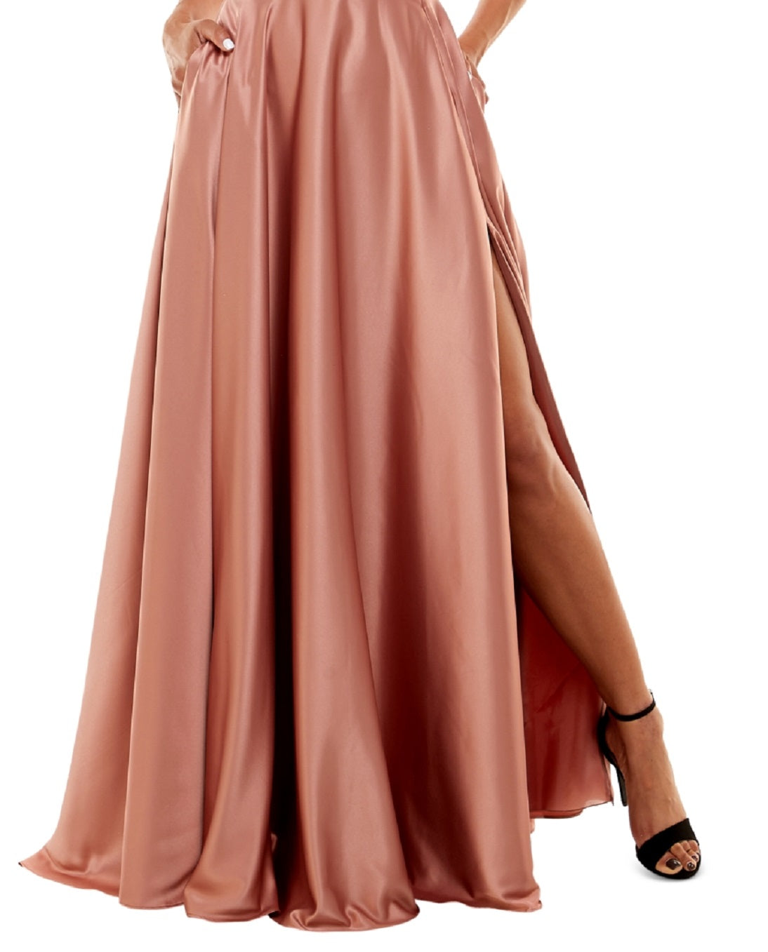 B Darlin Junior's Cowlneck Lace Up Back Maxi Dress Brown Size 34