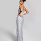 B Darlin Junior's Sequined Bungee Strap Gown Gray Size 9/10