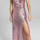 B Darlin Women's Sequined Open Back Evening Dress Pink Size 13-14