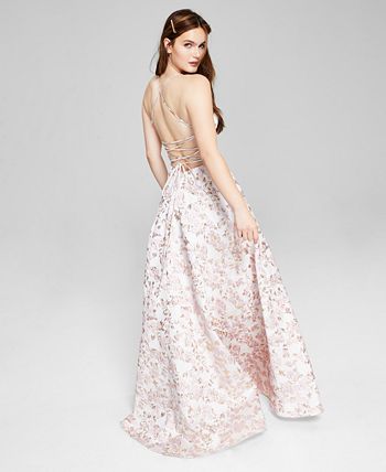 B Darlin Junior's Scoop Neck Jacquard Ball Gown White Size 11-12