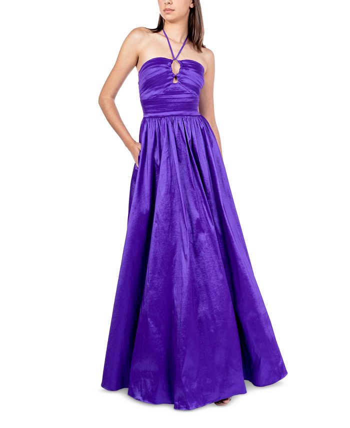B Darlin Junior's Halter Tie Taffeta Gown Purple Size 56