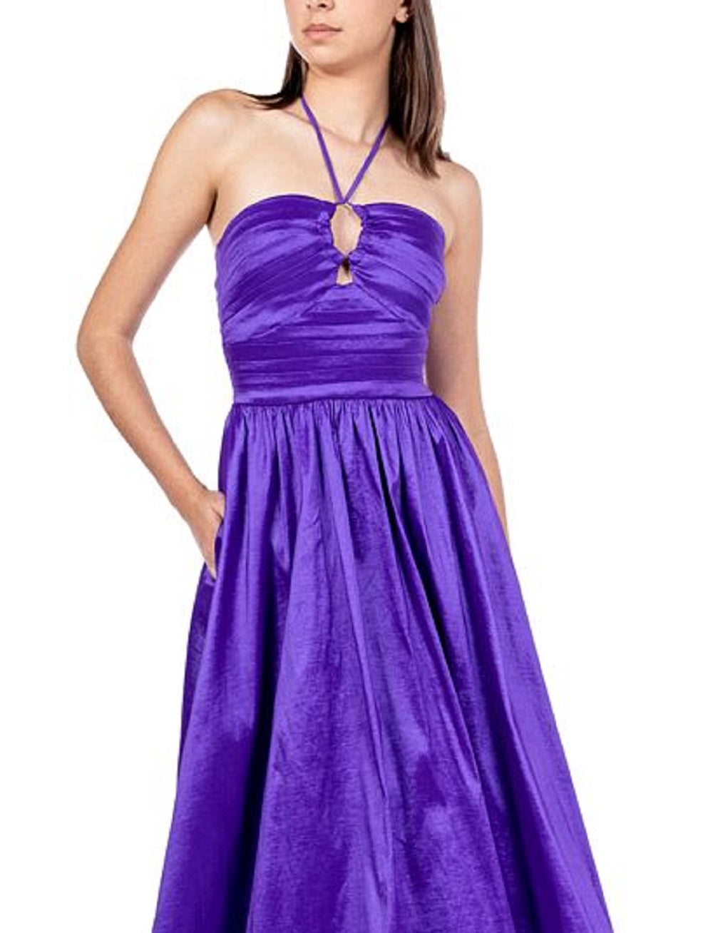 B Darlin Junior's Halter Tie Taffeta Gown Purple Size 56