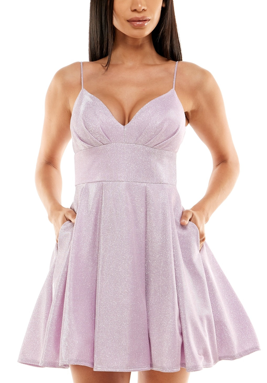 B Darlin Junior's Glitter Knit Skater Party Dress Purple Size 13-14