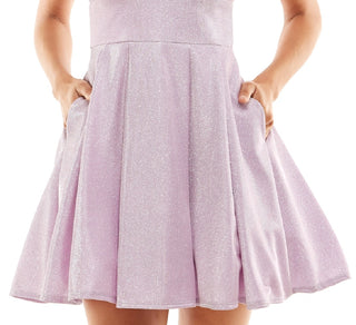 B Darlin Junior's Glitter Knit Skater Party Dress Purple Size 13-14