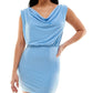 B Darlin Junior's Asymmetrical Cowl Neck Dress Blue Size XX-Small