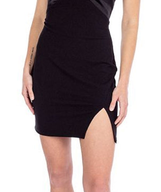 B Darlin Junior's V Neck Mixed-Media Racerback Dress Black Size 5-6