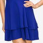 B Darlin Women's Plunge Neck Tiered Mini Dress Blue Size 34