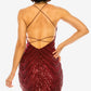 B Darlin Junior's V Neck Sequin Bodycon Dress Red Size 9/10