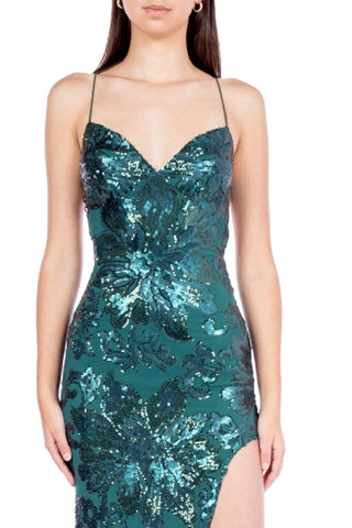 B Darlin Junior's Sequin Strappy Back Gown Green Size Small