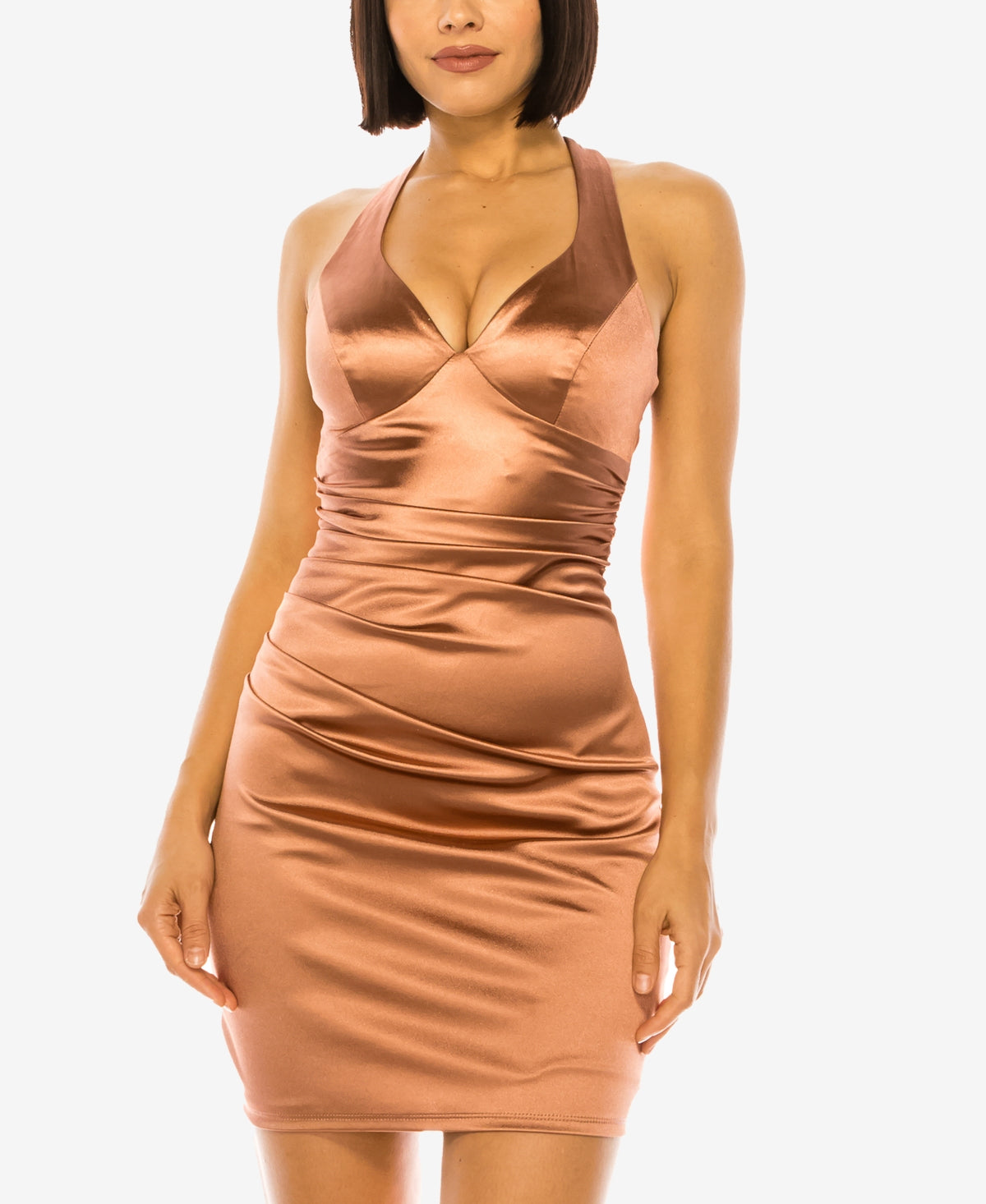 B Darlin Junior's Crisscross Back Satin Dress Gold Size M