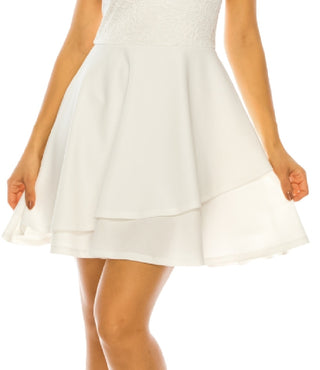 B Darlin Women's Lace Top Skater Dress White Size 7-8