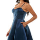 B Darlin Women's Corset Seamed Mini Fit & Flare Dress Blue Size 12