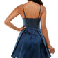 B Darlin Junior's Satin A Line Corset Dress Blue Size 16