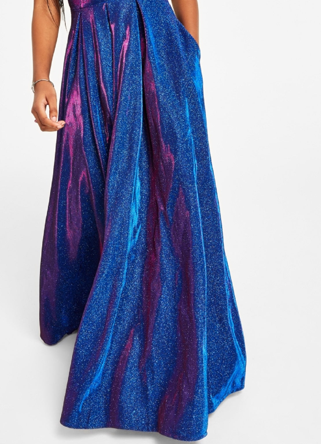 B Darlin Junior's Strappy Back Glitter Finish Gown Blue Size 56