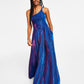 B Darlin Junior's Strappy Back Glitter Finish Gown Blue Size 56