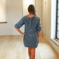 Lalavon - Denim Puff Sleeve Mini Dress