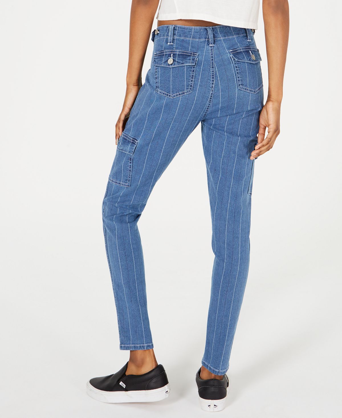 Dickies Women's Stripe Skinny Cargo Jeans Blue Size 11