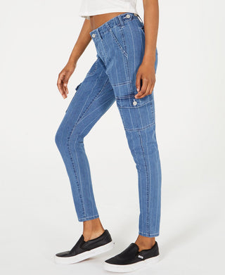 Dickies Women's Stripe Skinny Cargo Jeans Blue Size 11