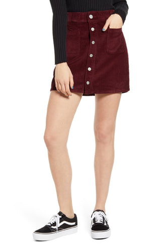 Dickies Women's Patch Pocket Corduroy Miniskirt Red Size 7