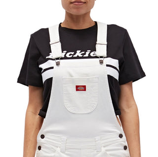 Dickies Women's Cuffed Overalls Dress White Size Small