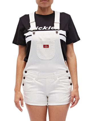 Dickies Women's Cuffed Overalls Dress White Size Medium