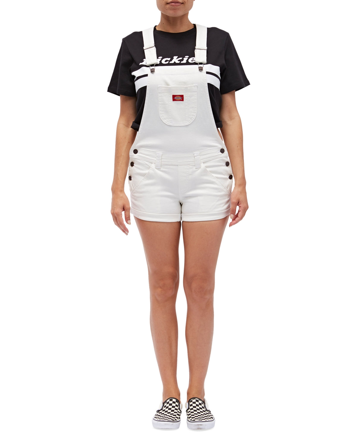 Dickies Women's Cuffed Overalls Dress White Size Medium