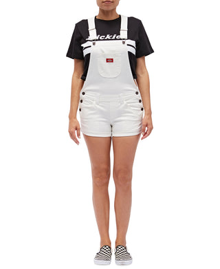 Dickies Women's Cuffed Overalls Dress White Size Medium