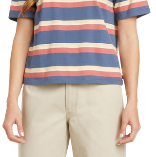 Dickies Women's Tomboy Stripe T-Shirt Blue Size X-Small