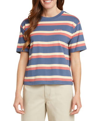 Dickies Women's Tomboy Stripe T-Shirt Blue Size X-Small
