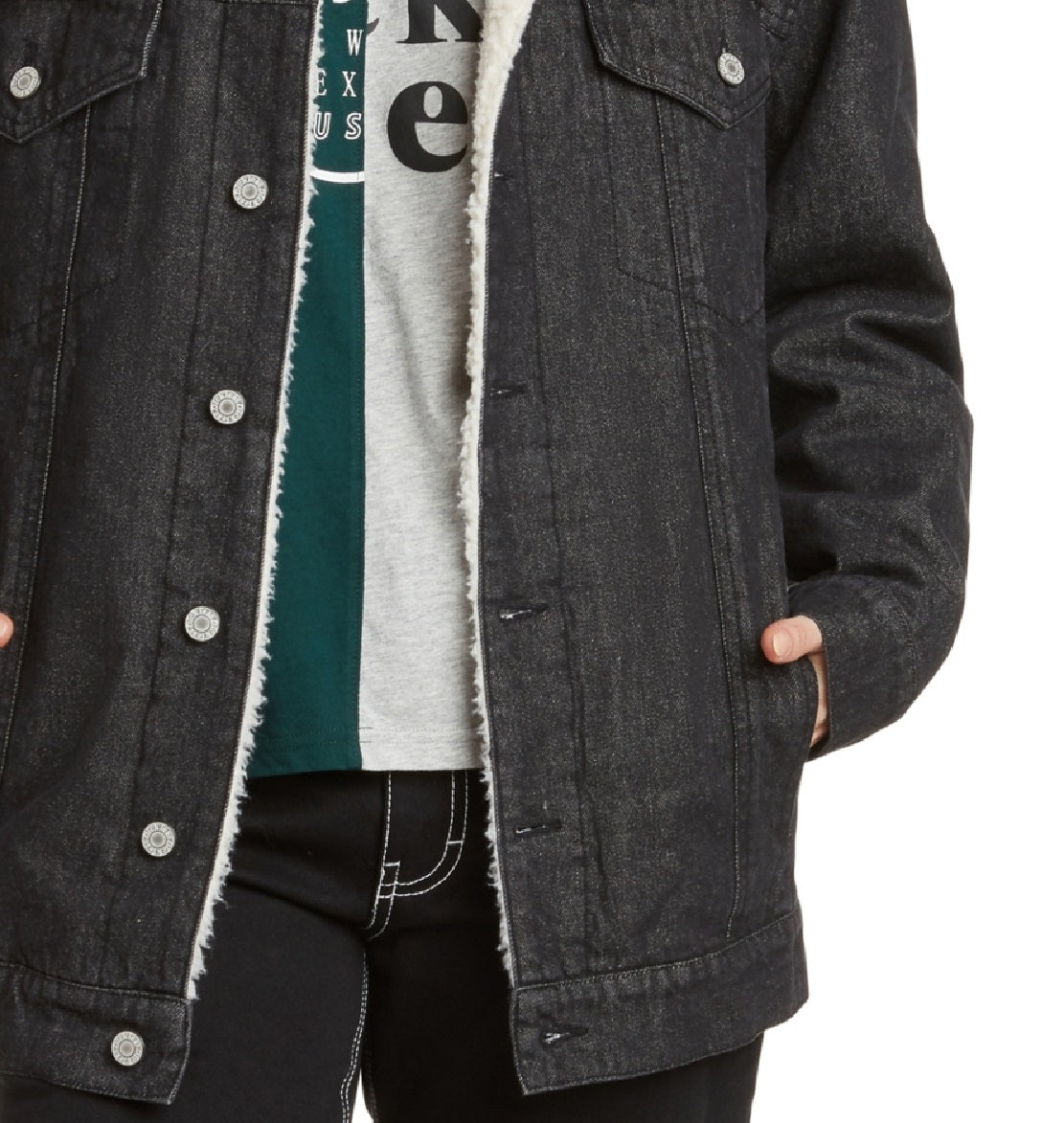 Dickies Junior's Fleece Lined Denim Jacket Black Size X-Large