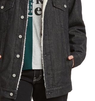 Dickies Junior's Fleece Lined Denim Jacket Black Size X-Large