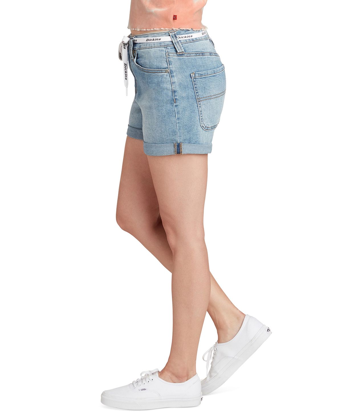 Dickies Women's High Rise Cuffed Denim Shorts Blue Size 0