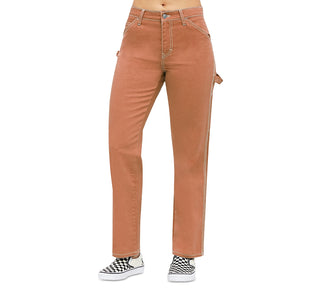 Dickies Women's Pocketed Zippered Carpenter High Rise Straight leg Pants Waist Orange Size 9