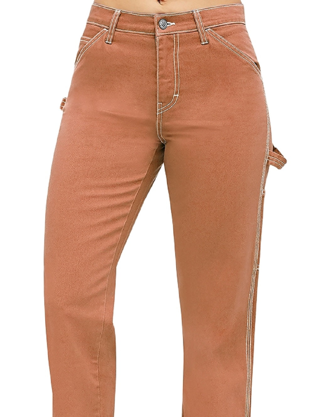 Dickies Women's Pocketed Zippered Carpenter High Rise Straight leg Pants Brown Size 13-31