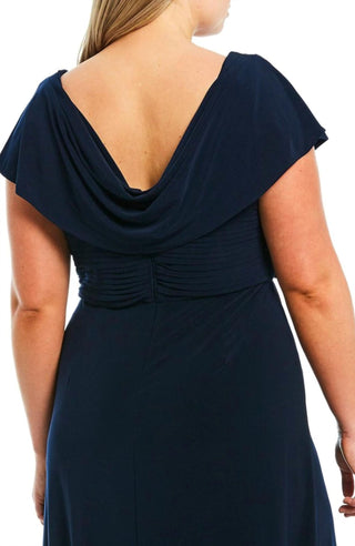 Alex Evenings - Matte Jersey Pleated Embellished Side Detail Long Gown