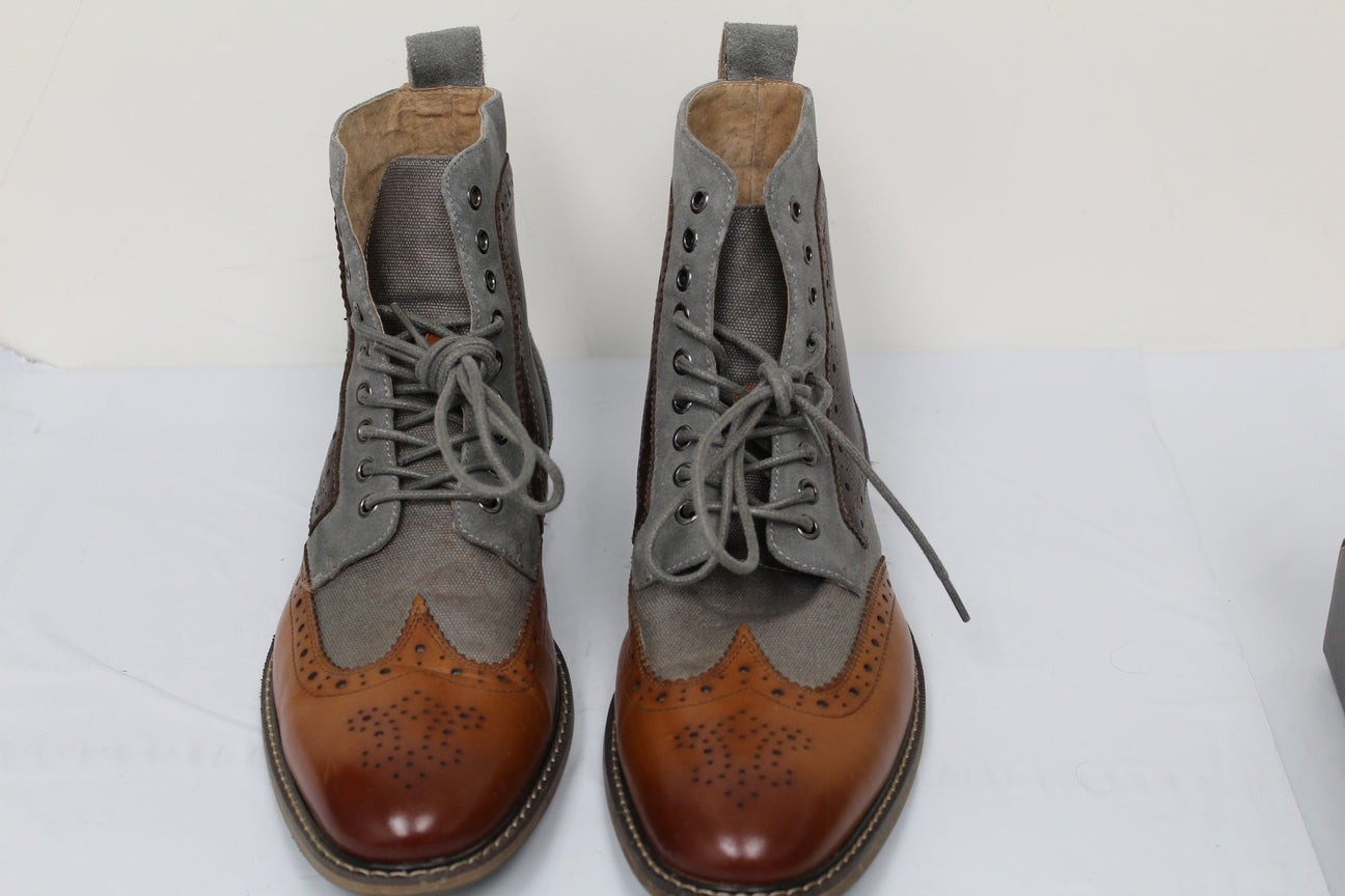 Stacy Adams Men's Finnegan Wingtip Lace Up Boots Brown Size 11.5 M