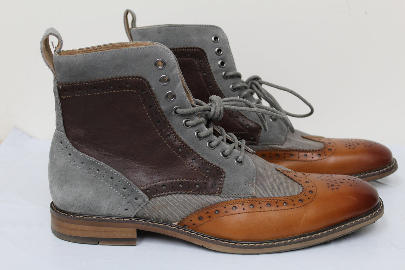 Stacy Adams Men's Finnegan Wingtip Lace Up Boots Brown Size 11.5 M