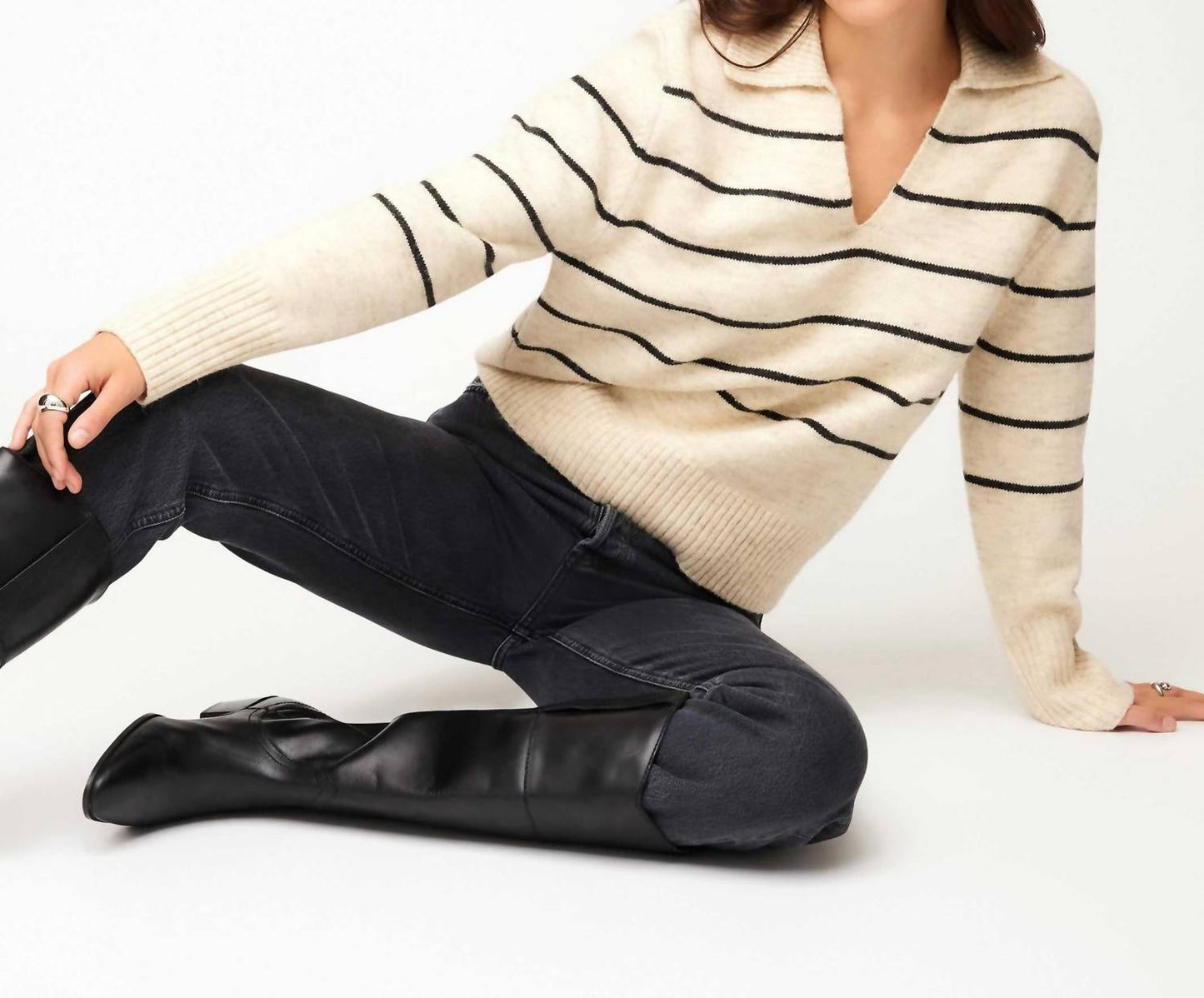 Fifteen Twenty - Lisa Stripe V-neck Sweater