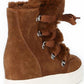 Steve Madden - Women's Suede Faux Fur Lined Wedge Lace Up Sneaker