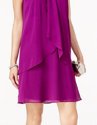 SL Fashions Women's Layered Shift Dress Purple Size 8