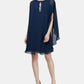 SL Fashions Women's Two Piece Cape Cocktail Dress Blue Size 12