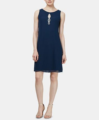 SL Fashions Women's Two Piece Cape Cocktail Dress Blue Size 12