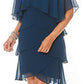 SL Fashions Women's Embellished Tiered Chiffon Dress Blue Size 12